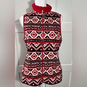 American Living Fleece Multicolor Red Vest Women’s Medium